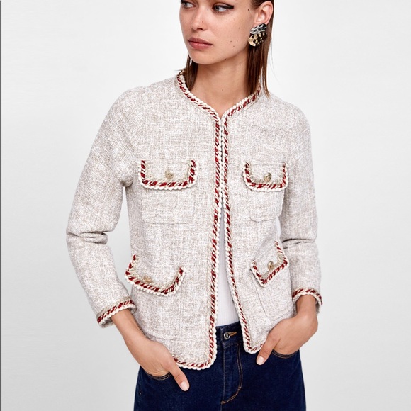 Zara tweed blazer with ribbon - Picture 3 of 8